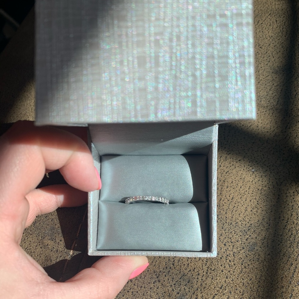 1/2 carat Baugette and Round diamond eternity band